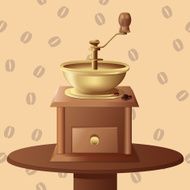 mill for coffee on a wooden table