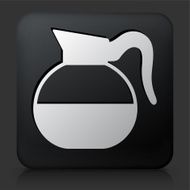 Black Square Button with Coffee Kettle Icon