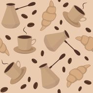 vector pattern with coffee and croissant