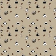 Vector seamless pattern with coffee beans and cups N2