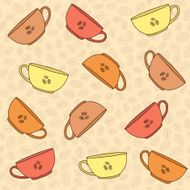 Hand-drawn Coffee Cups Illustration Seamless vector pattern N2