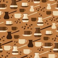 Seamless pattern with coffee icons in flat design style N2