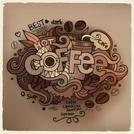 Coffee hand lettering and doodles elements N3