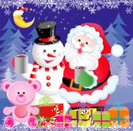 Santa and Snowman having coffee together