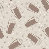 Vector Icon of a Coffee Bean Latte in Seamless Pattern