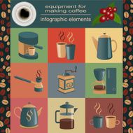 Equipment for making coffee set infographics elements N6