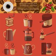Equipment for making coffee set infographics elements N9
