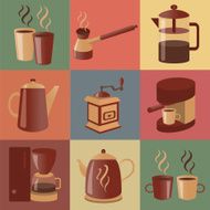 Equipment for making coffee icons set N3