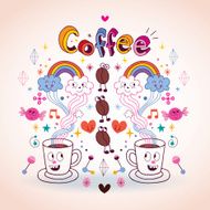 Coffee fun cartoon illustration N2