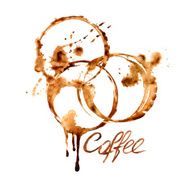 Watercolor emblem with coffee stains N3