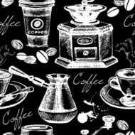 Vintage coffee seamless pattern Hand drawn vector illustration N2