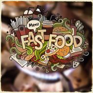 Fastfood hand lettering and doodles elements N2