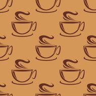 Seamless pattern of cups steaming coffee
