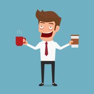 Businessman drowsiness want to drink coffee Coffee addicted