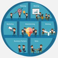 Activity of businessman during his working time work hard for success