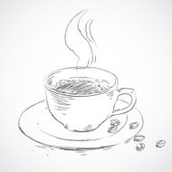 Vector sketch hand drawn cup of coffee