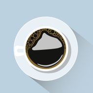 flat cup of coffee on blue background
