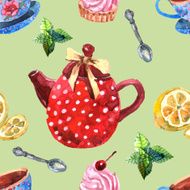 Watercolor Tea Seamless Pattern