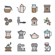 Coffee Icon Bold Stroke with Color