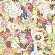 Coffee Hand-Drawn Vector Illustration Breakfast Tea Invite Love Seamless Background