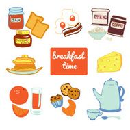 Set of vector objects Breakfast time