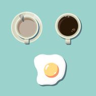 On top isolated cups and eggs