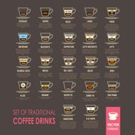Vector Illustration with coffee on black background