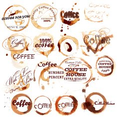 Vector set of spot grunge elements from coffee