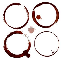 Vector coffee with cup and stain circles splashes spot