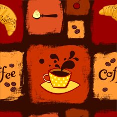 Coffee and croissant seamless pattern