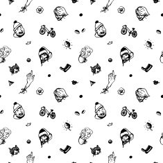 Hipster ink seamless pattern With different things and people heads
