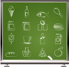 painted with chalk shop food and drink icons