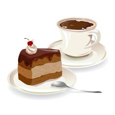cup of coffee and a piece cake