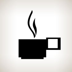 Silhouette cup with a hot drink on light background