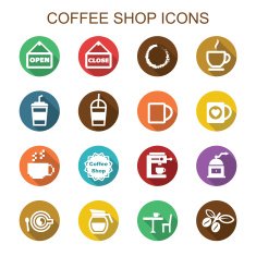 coffee shop long shadow icons