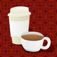Coffee & Takeaway Cup on Seamless Background