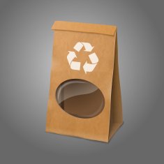 Blank craft vector realistic paper packaging bag with recycle sign