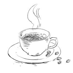 Vector hand drawn sketch cup of coffee and beans free image download