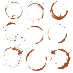 Set of Coffee Stain Isolated On White Background