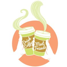 Hands holding dispossable coffee cups Cardboard cover with text