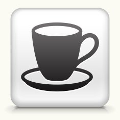 Square Button with Coffee Cup interface icon