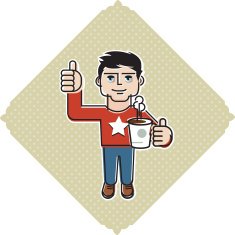 Young man drinking coffee retro style