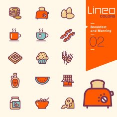 Lineo Colors - Breakfast and Morning icons N2