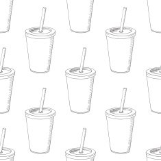 Seamless pattern with hand drawn cup of milk shake