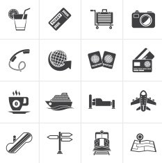 Black Travel and Vacation Icons N2
