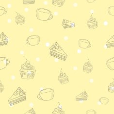 Seamless coffee and cake pattern vector