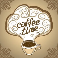 Cup of coffee with ornaments elements Vector Illustration