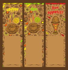 Set of vertical food banners on beige background &ndash; Illustration
