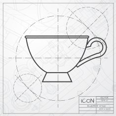 Vector flat color cups on shelf set N9