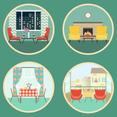 flat scenes in the interior vector illustration